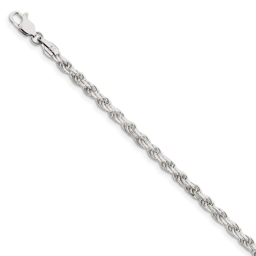 Sterling Silver 3.5mm Diamond-cut Rope Chain Bracelet, Item B15645 by The Black Bow Jewelry Co.
