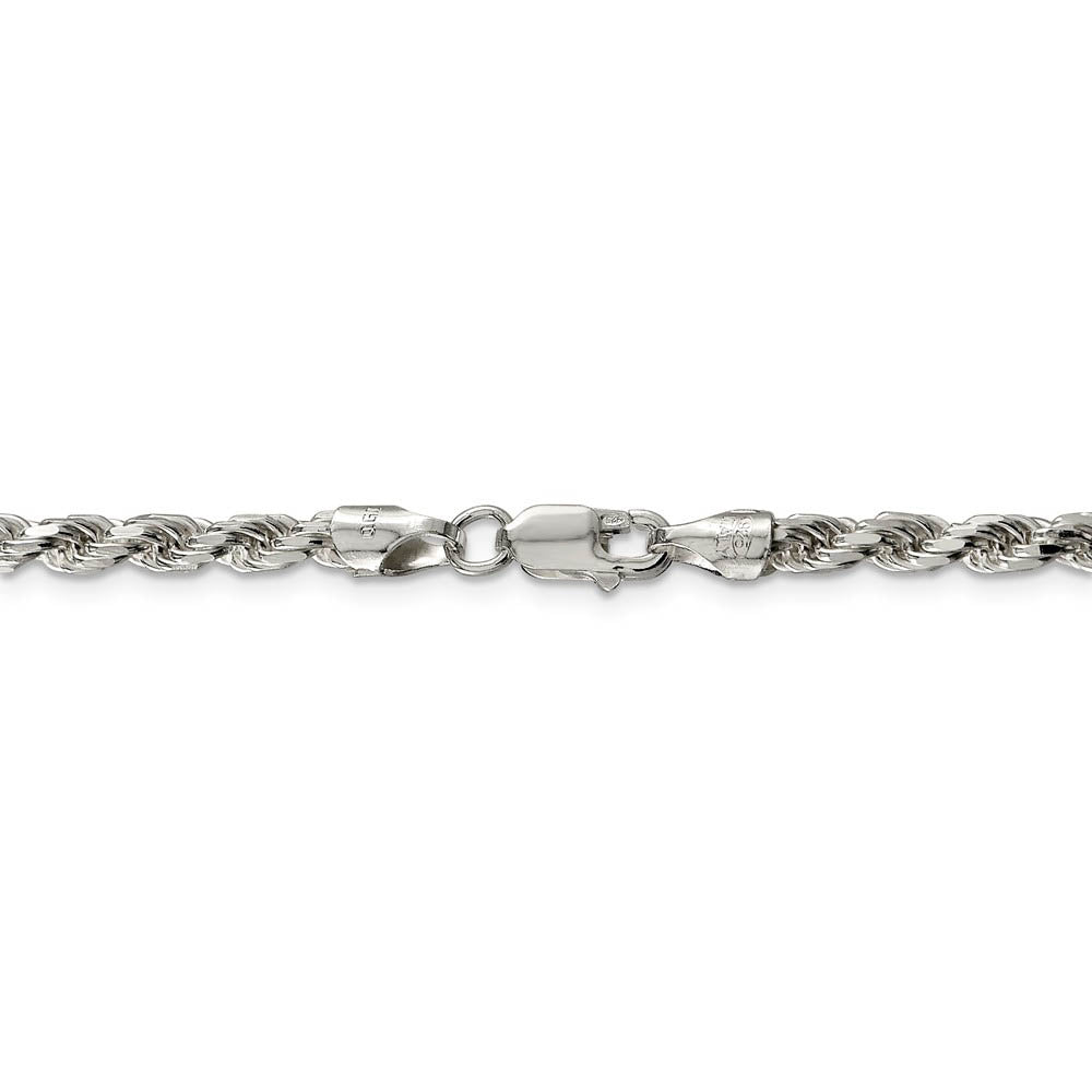 Alternate view of the Sterling Silver 3.5mm Diamond-cut Rope Chain Bracelet by The Black Bow Jewelry Co.