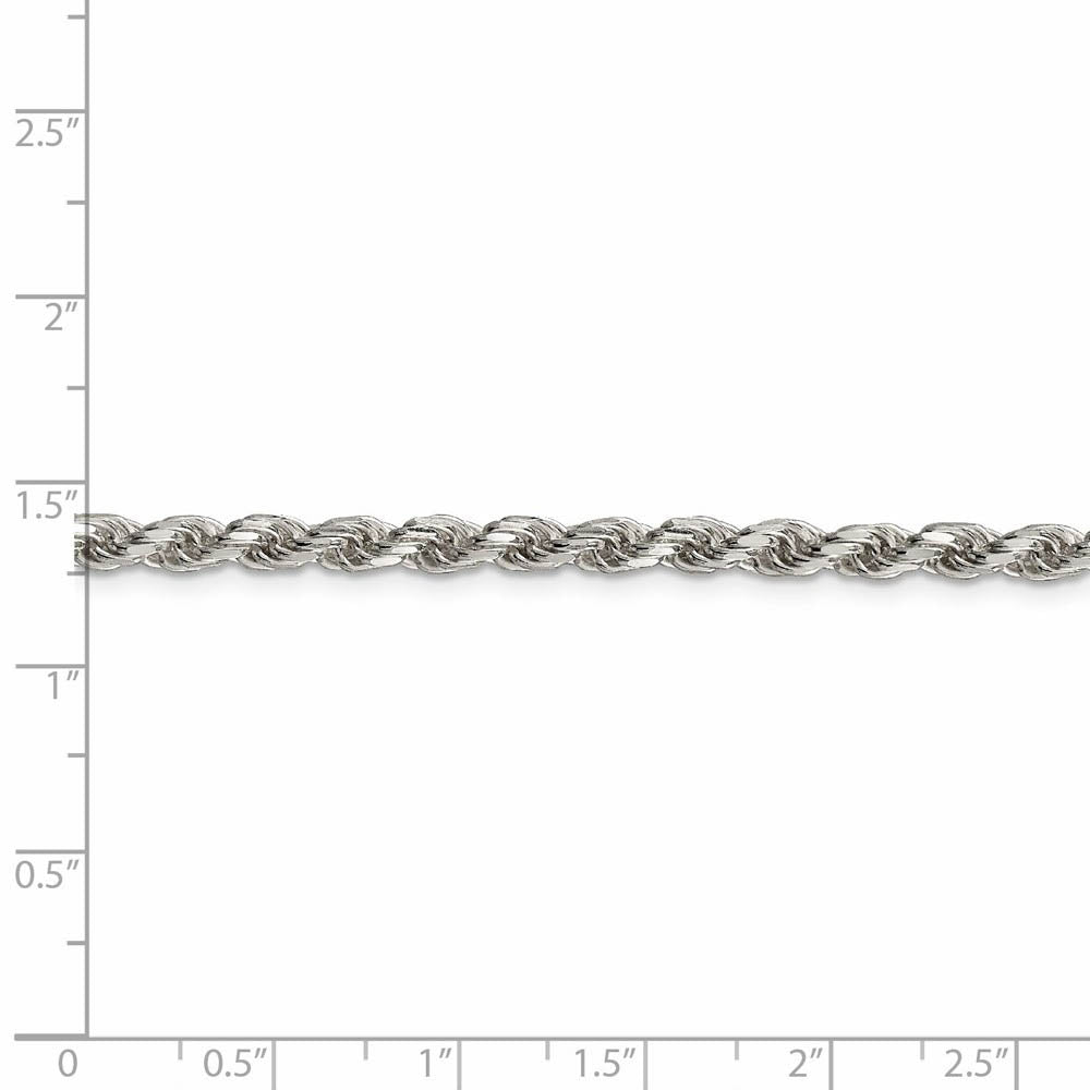 Alternate view of the Sterling Silver 3.5mm Diamond-cut Rope Chain Bracelet by The Black Bow Jewelry Co.
