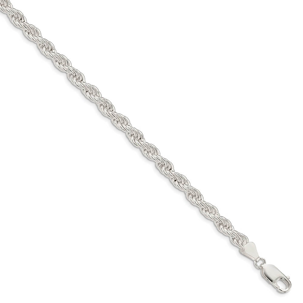 5mm Sterling Silver Classic Solid Rope Chain Bracelet, Item B15653 by The Black Bow Jewelry Co.