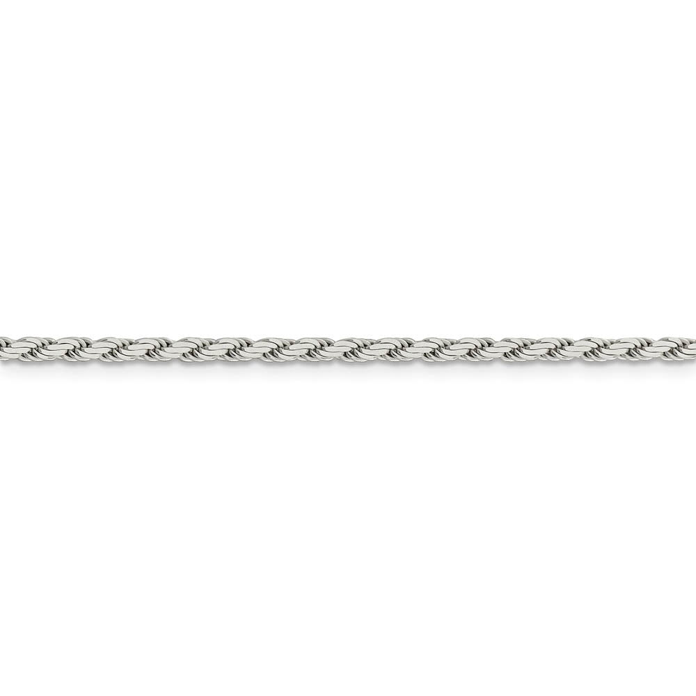 Alternate view of the 2.5mm Sterling Silver Solid Flat Rope Chain Bracelet by The Black Bow Jewelry Co.