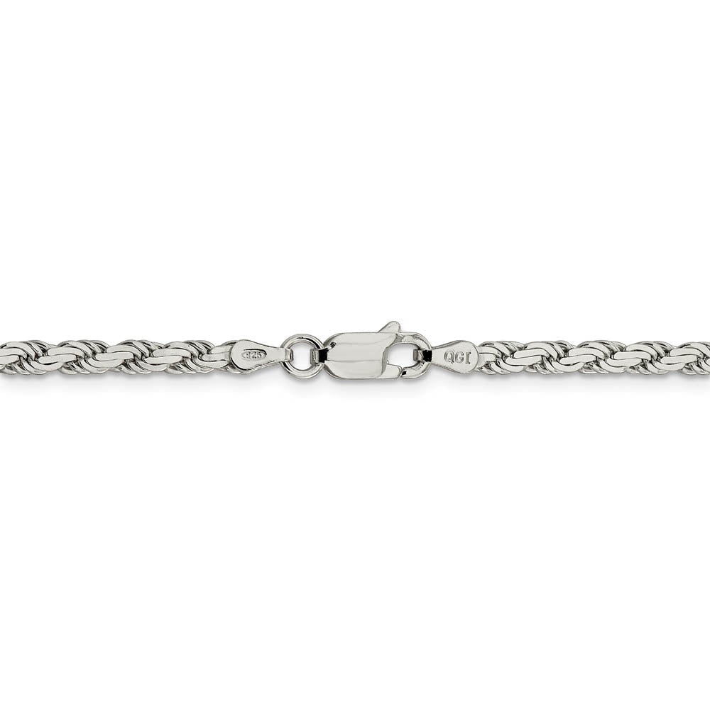 Alternate view of the 3mm Sterling Silver Solid Flat Rope Chain Bracelet by The Black Bow Jewelry Co.