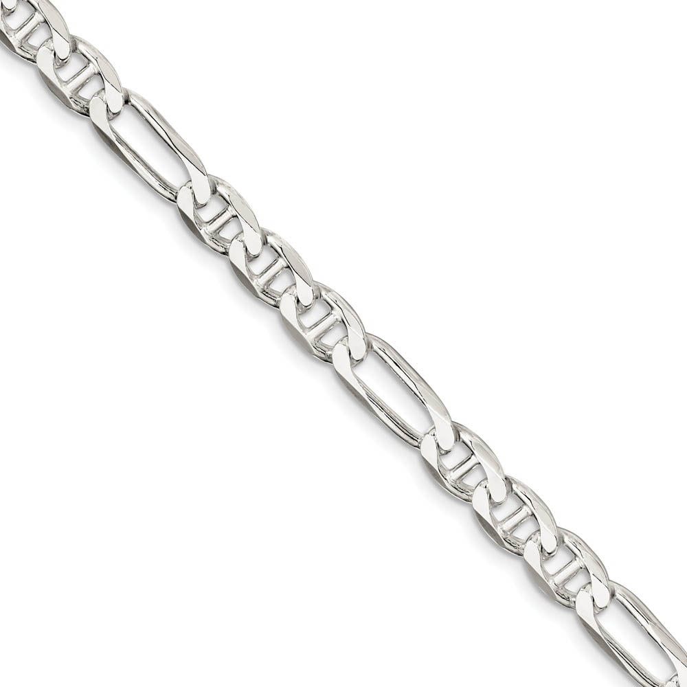 Mens 7.5mm Sterling Silver Solid Figaro Anchor Chain Bracelet, Item B15657 by The Black Bow Jewelry Co.