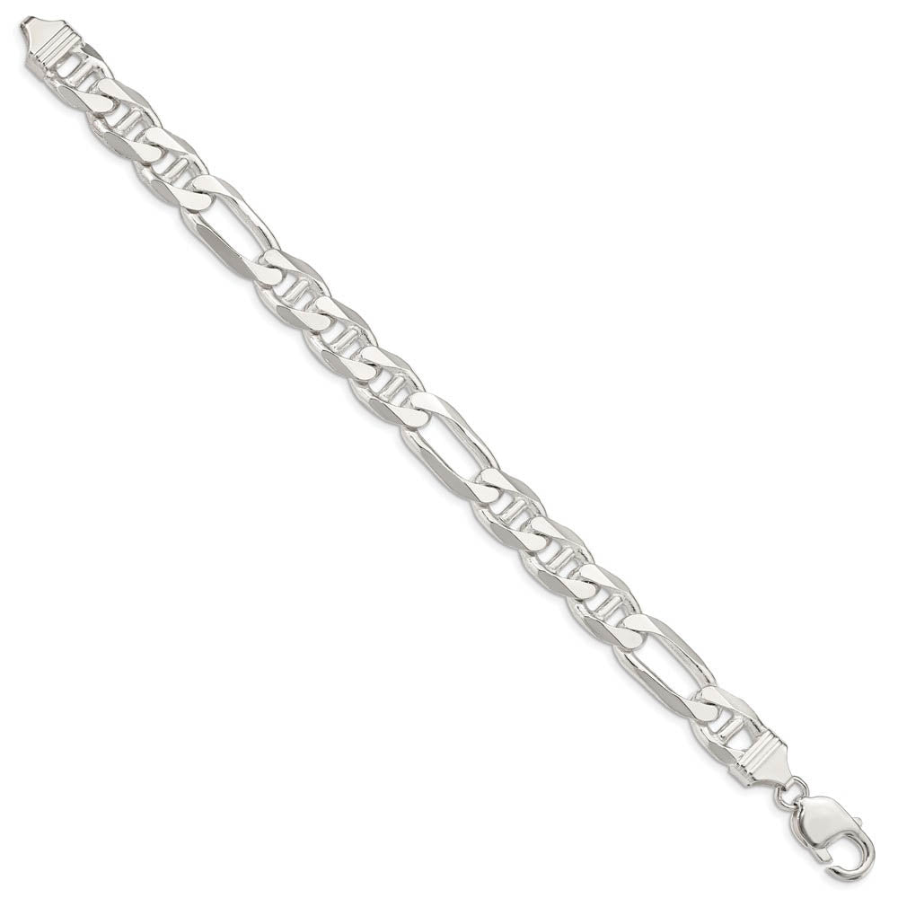 Alternate view of the Mens 10.6mm Sterling Silver Solid Figaro Anchor Chain Bracelet by The Black Bow Jewelry Co.