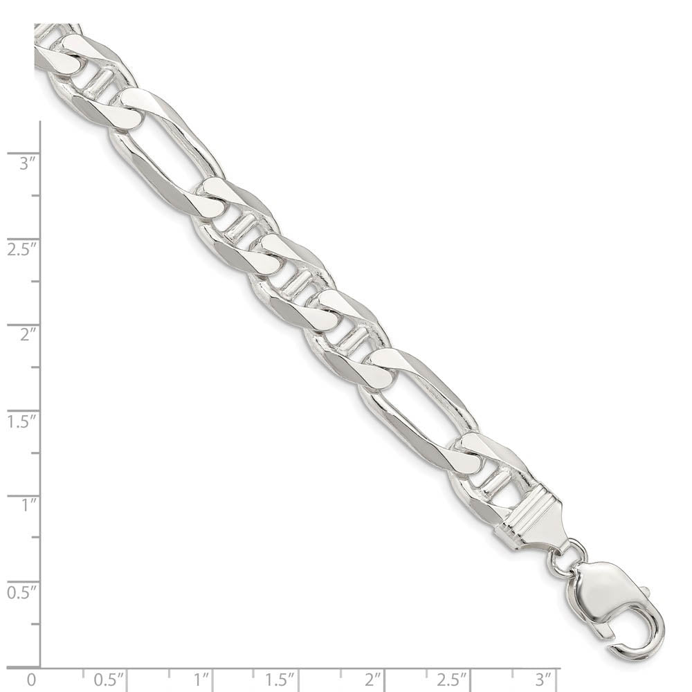 Alternate view of the Mens 10.6mm Sterling Silver Solid Figaro Anchor Chain Bracelet by The Black Bow Jewelry Co.