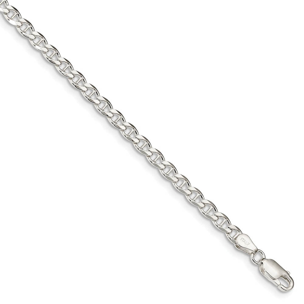 4.1mm Sterling Silver Solid Flat Cuban Anchor Chain Bracelet, Item B15660 by The Black Bow Jewelry Co.