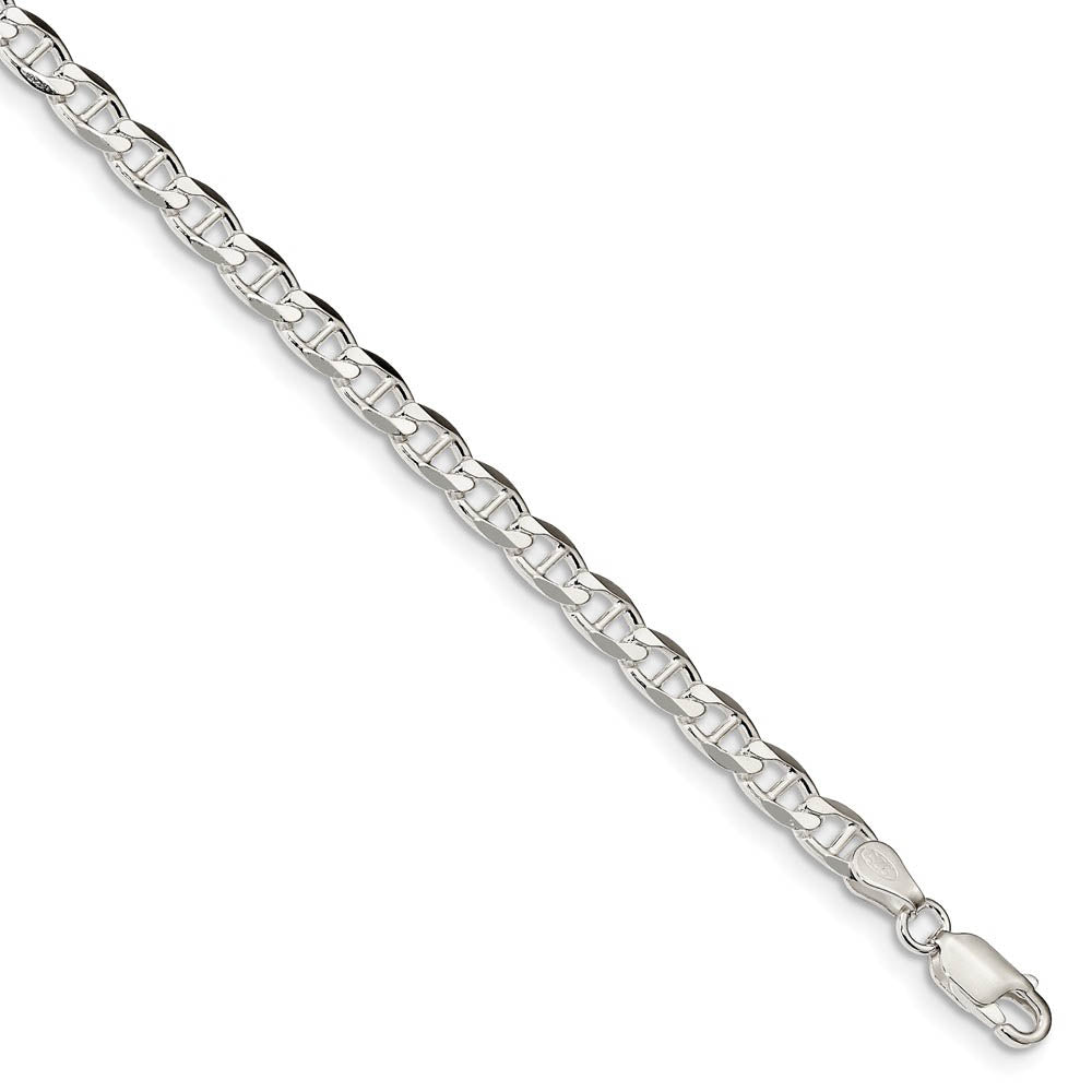 5.7mm Sterling Silver Solid Flat Cuban Anchor Chain Bracelet, Item B15662 by The Black Bow Jewelry Co.