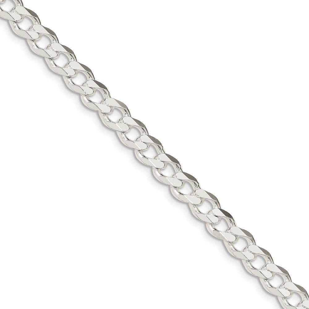Men's 7.5mm, Sterling Silver Solid Flat Curb Chain Bracelet, Item B15669-B by The Black Bow Jewelry Co.