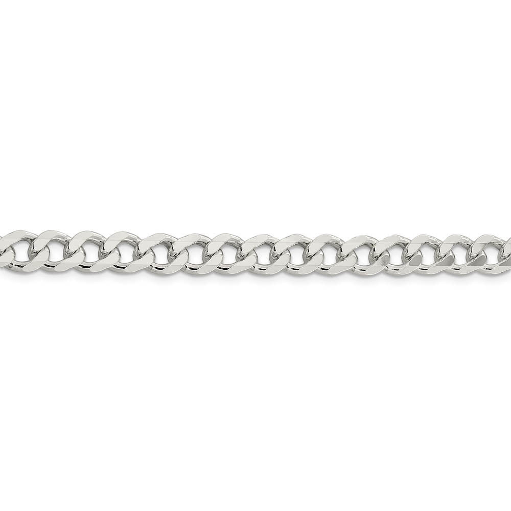 Alternate view of the Men's 7.5mm, Sterling Silver Solid Flat Curb Chain Bracelet by The Black Bow Jewelry Co.