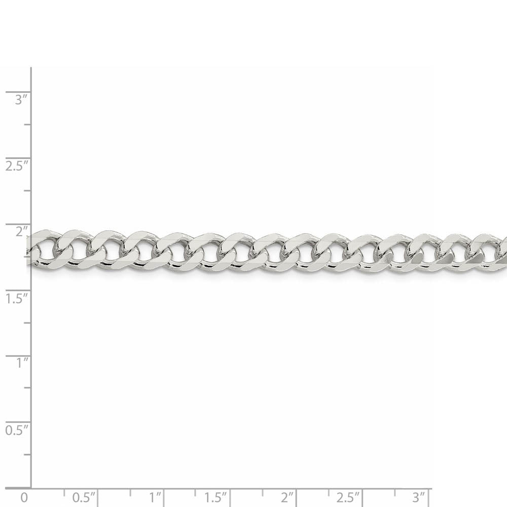 Alternate view of the Men's 7.5mm, Sterling Silver Solid Flat Curb Chain Bracelet by The Black Bow Jewelry Co.