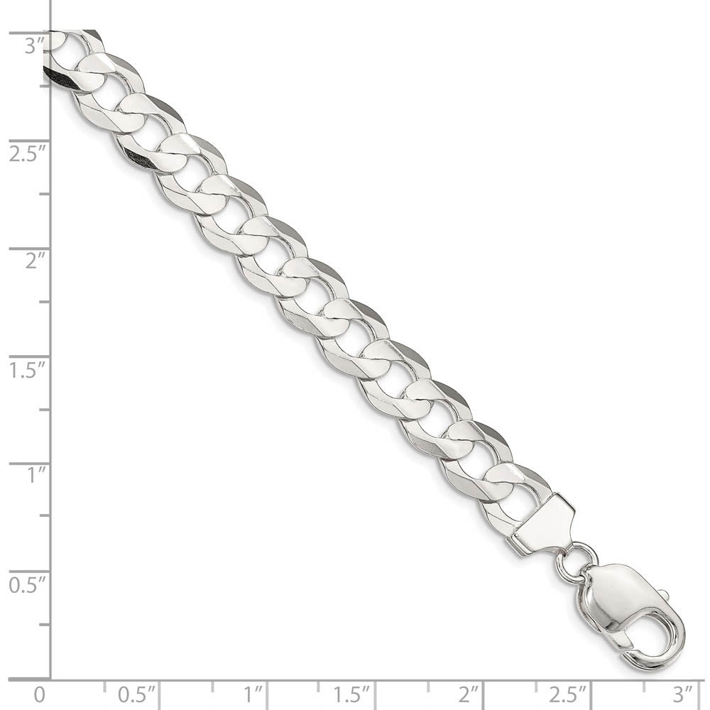 Alternate view of the Men's 9.75mm Sterling Silver Solid Concave Beveled Curb Chain Bracelet by The Black Bow Jewelry Co.