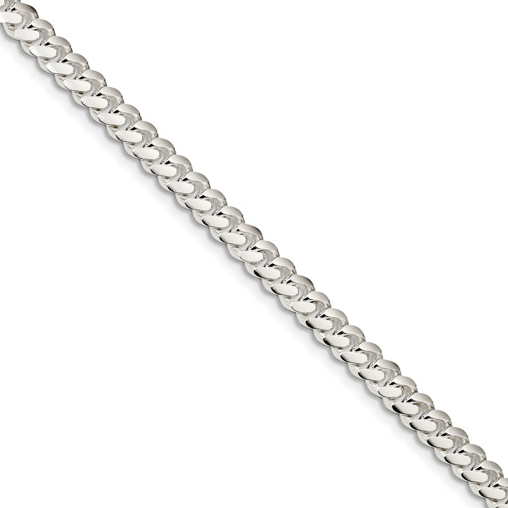 Men's 6.5mm Sterling Silver Solid Domed Curb Chain Bracelet, Item B15679 by The Black Bow Jewelry Co.