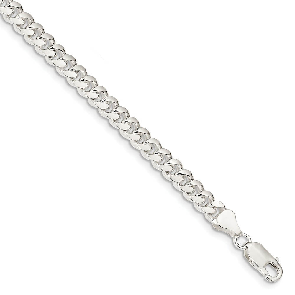 6mm Sterling Silver Solid D/C Domed Curb Chain Bracelet, Item B15682 by The Black Bow Jewelry Co.