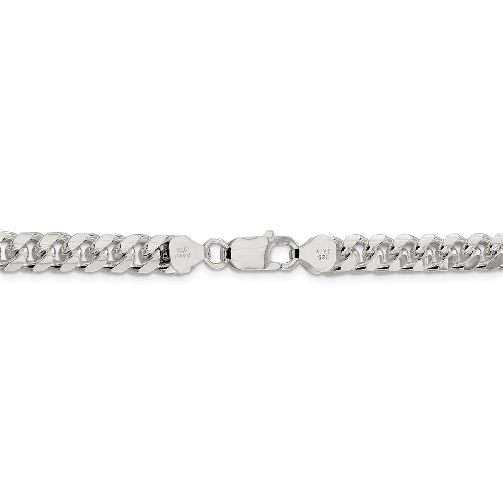 Alternate view of the Men's 7.25mm Sterling Silver, Solid D/C Domed Curb Chain Bracelet by The Black Bow Jewelry Co.
