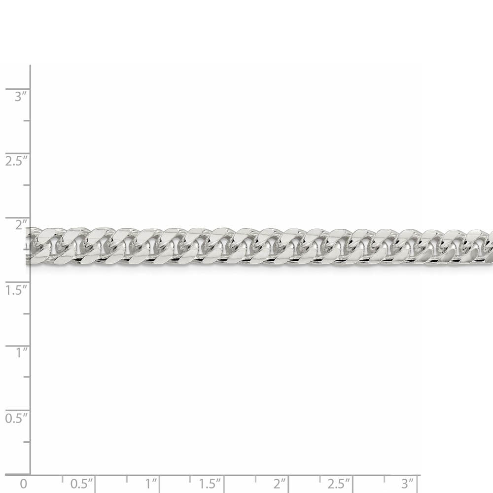 Alternate view of the Men's 7.25mm Sterling Silver, Solid D/C Domed Curb Chain Bracelet by The Black Bow Jewelry Co.