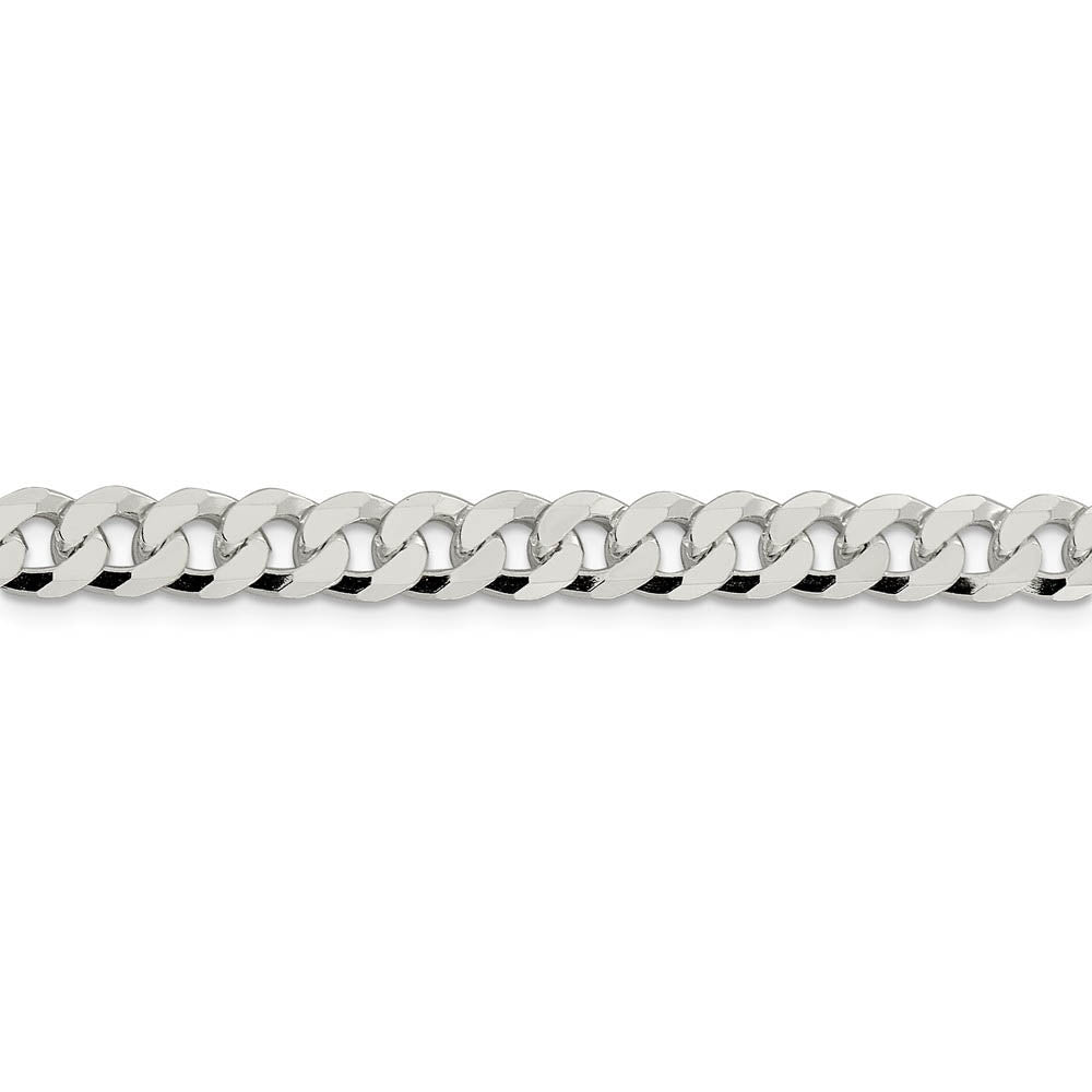 Alternate view of the Men's 7mm Sterling Silver Solid Beveled Curb Chain Bracelet by The Black Bow Jewelry Co.