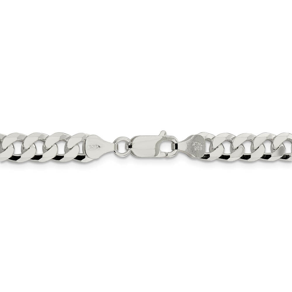 Alternate view of the Men's 7mm Sterling Silver Solid Beveled Curb Chain Bracelet by The Black Bow Jewelry Co.
