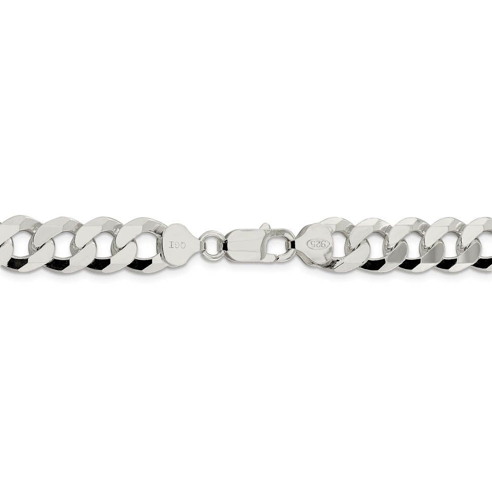 Alternate view of the Men's 10.5mm Sterling Silver Solid Beveled Curb Chain Bracelet by The Black Bow Jewelry Co.