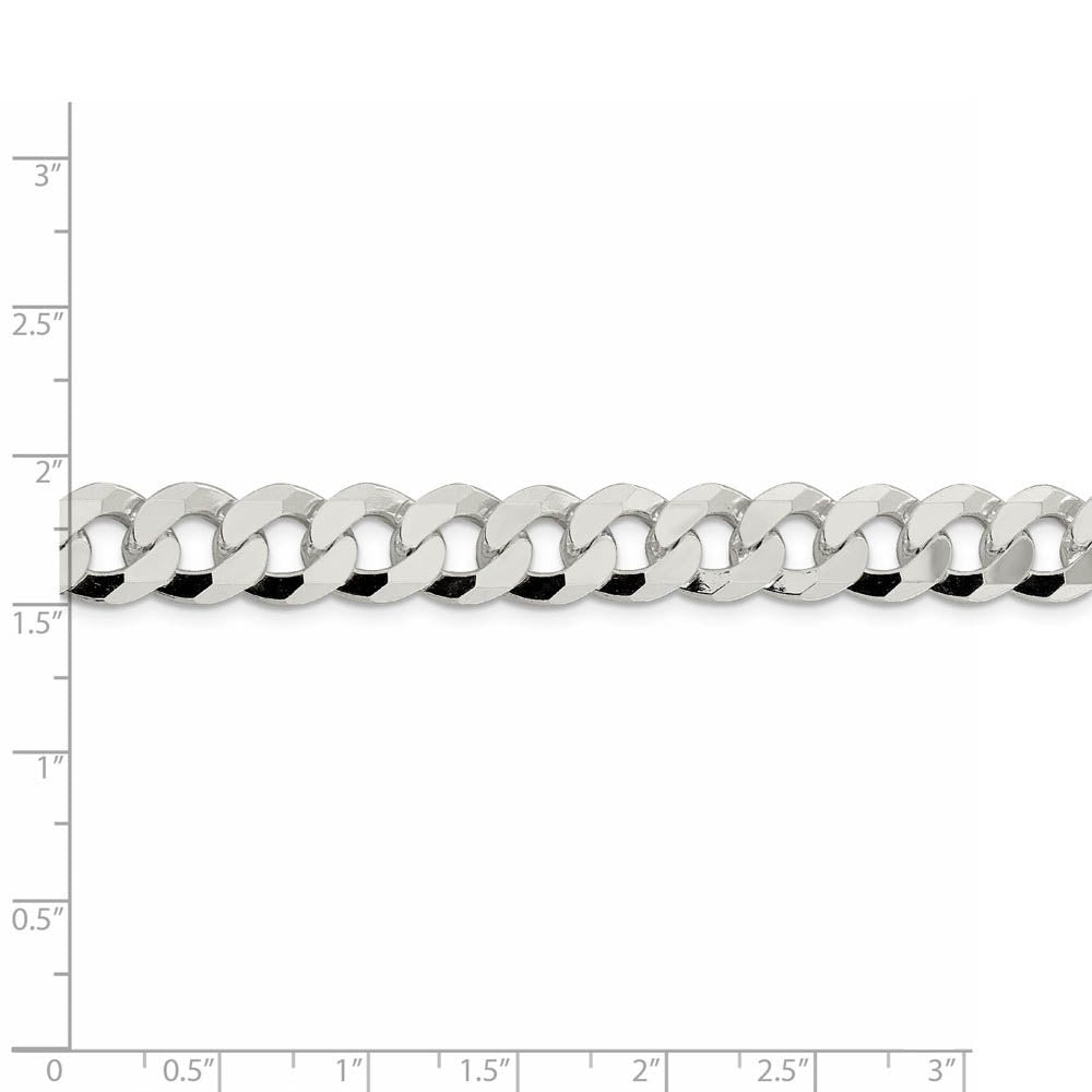 Alternate view of the Men's 10.5mm Sterling Silver Solid Beveled Curb Chain Bracelet by The Black Bow Jewelry Co.