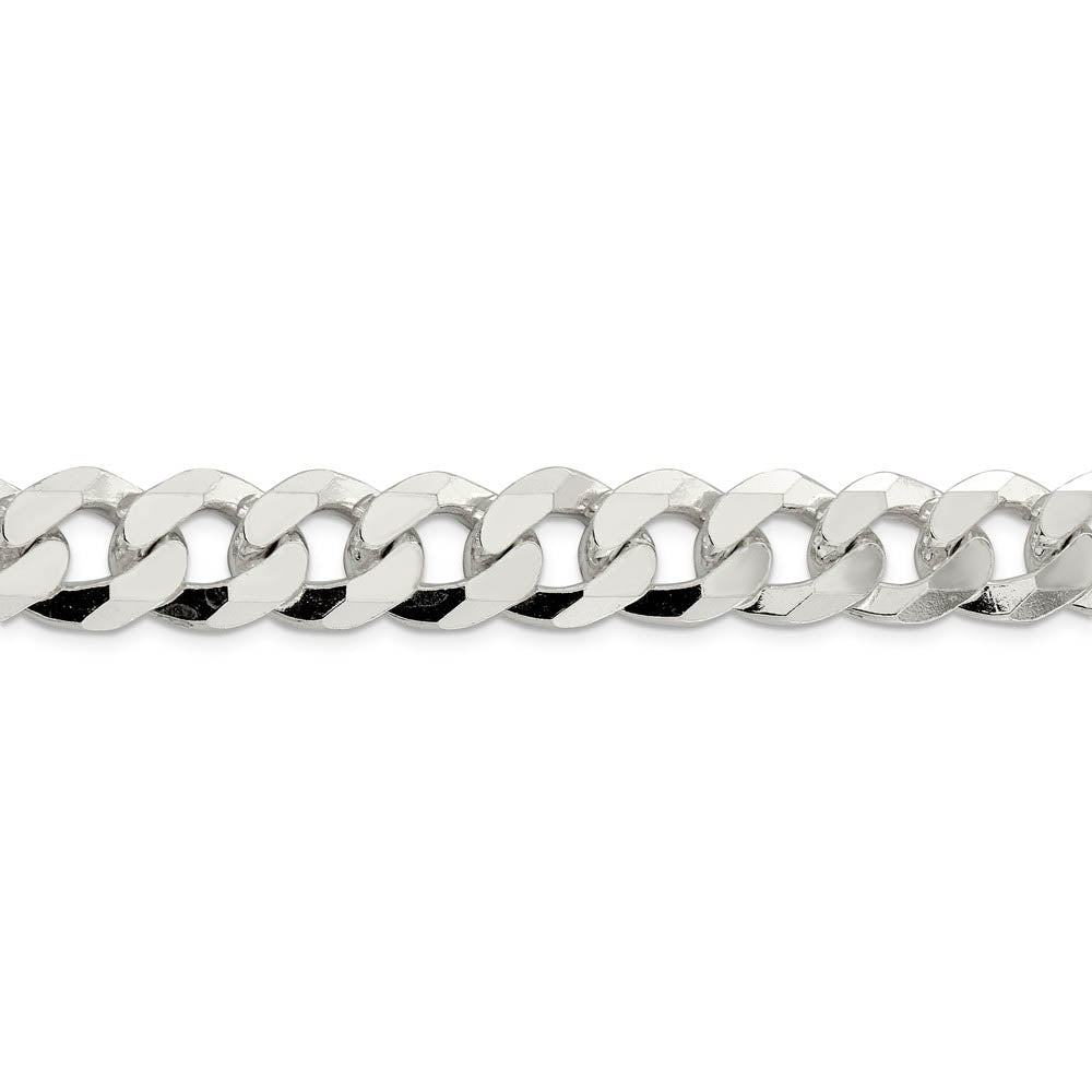 Alternate view of the Men's 14mm Sterling Silver Solid Beveled Curb Chain Bracelet by The Black Bow Jewelry Co.