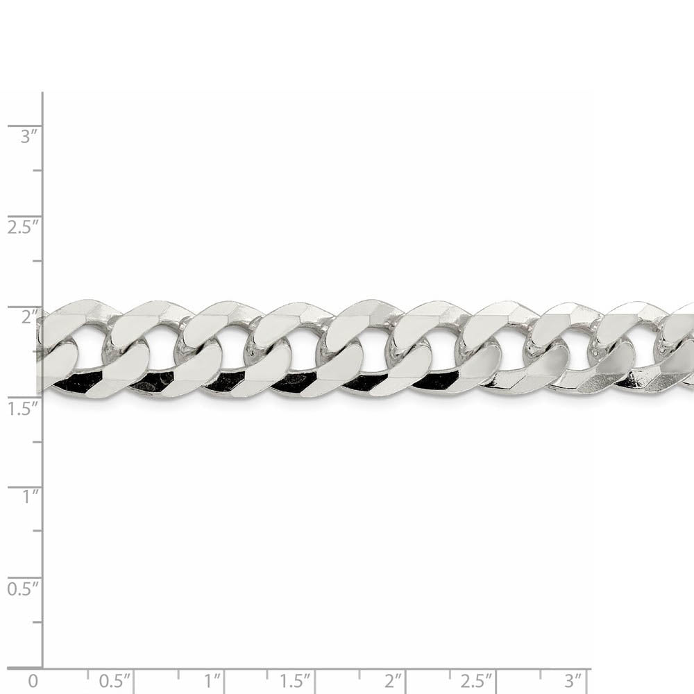 Alternate view of the Men's 14mm Sterling Silver Solid Beveled Curb Chain Bracelet by The Black Bow Jewelry Co.