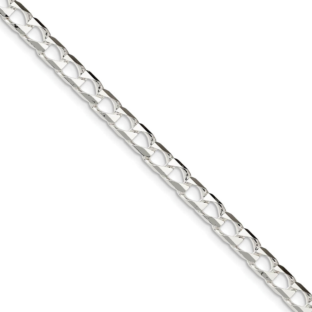 Men's 6.25mm Sterling Silver Flat Square Curb Chain Bracelet, Item B15688 by The Black Bow Jewelry Co.