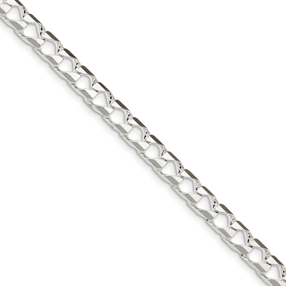 Men's 6.75mm Sterling Silver Flat Square Curb Chain Bracelet, Item B15689 by The Black Bow Jewelry Co.