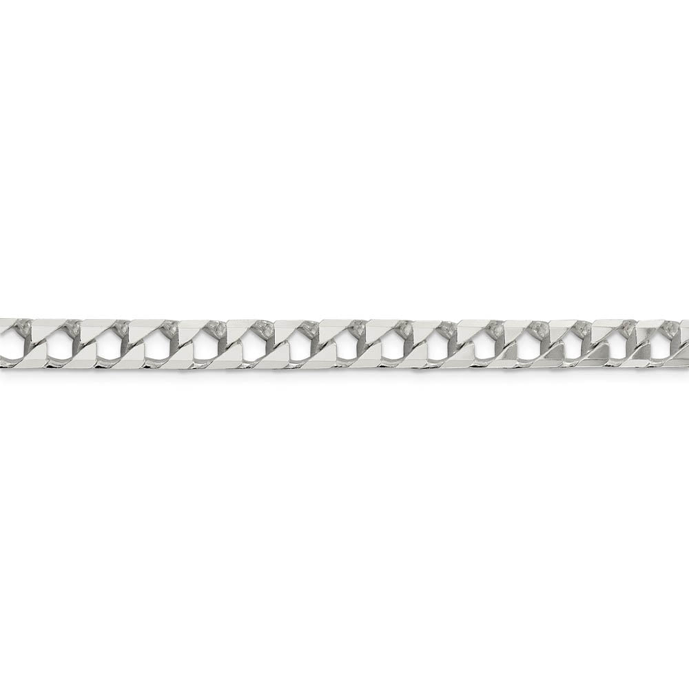 Alternate view of the Men's 6.75mm Sterling Silver Flat Square Curb Chain Bracelet by The Black Bow Jewelry Co.