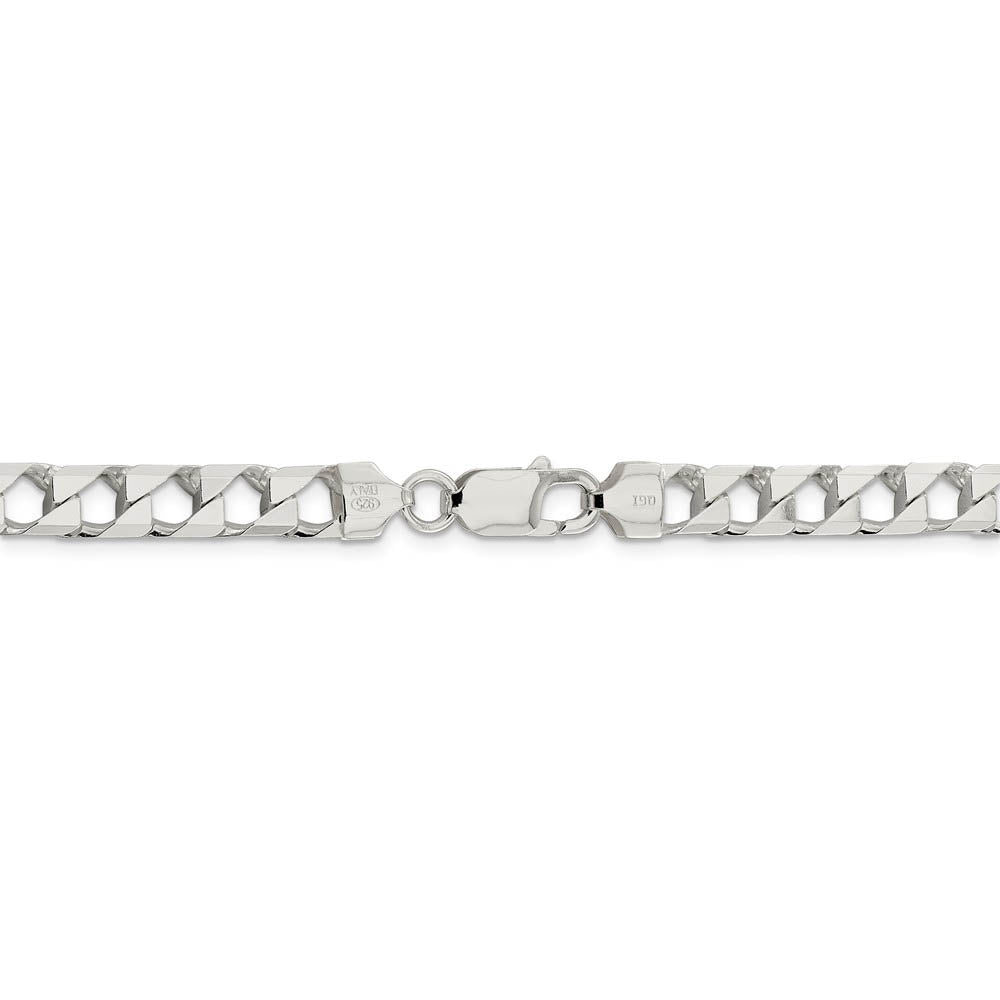 Alternate view of the Men's 6.75mm Sterling Silver Flat Square Curb Chain Bracelet by The Black Bow Jewelry Co.