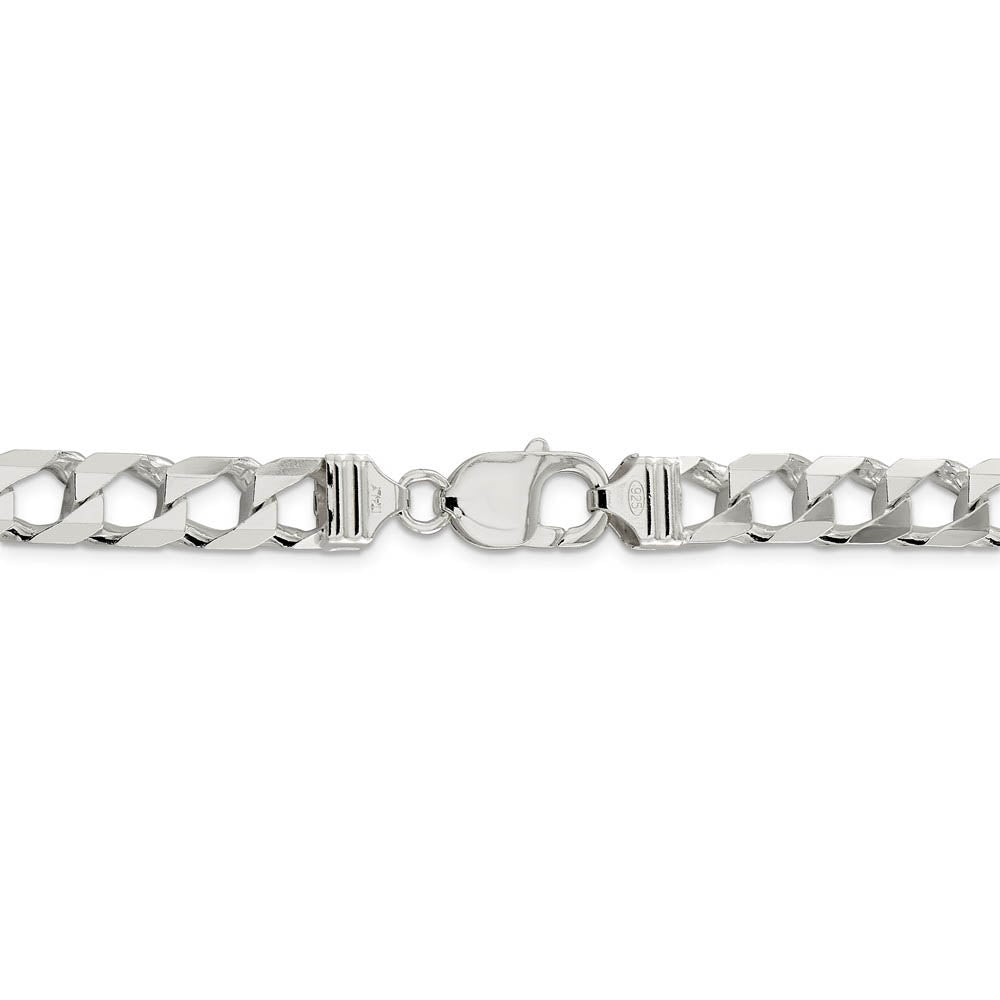 Alternate view of the Men's 8.5mm Sterling Silver Flat Square Curb Chain Bracelet by The Black Bow Jewelry Co.
