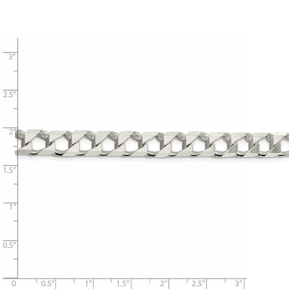 Alternate view of the Men's 8.5mm Sterling Silver Flat Square Curb Chain Bracelet by The Black Bow Jewelry Co.