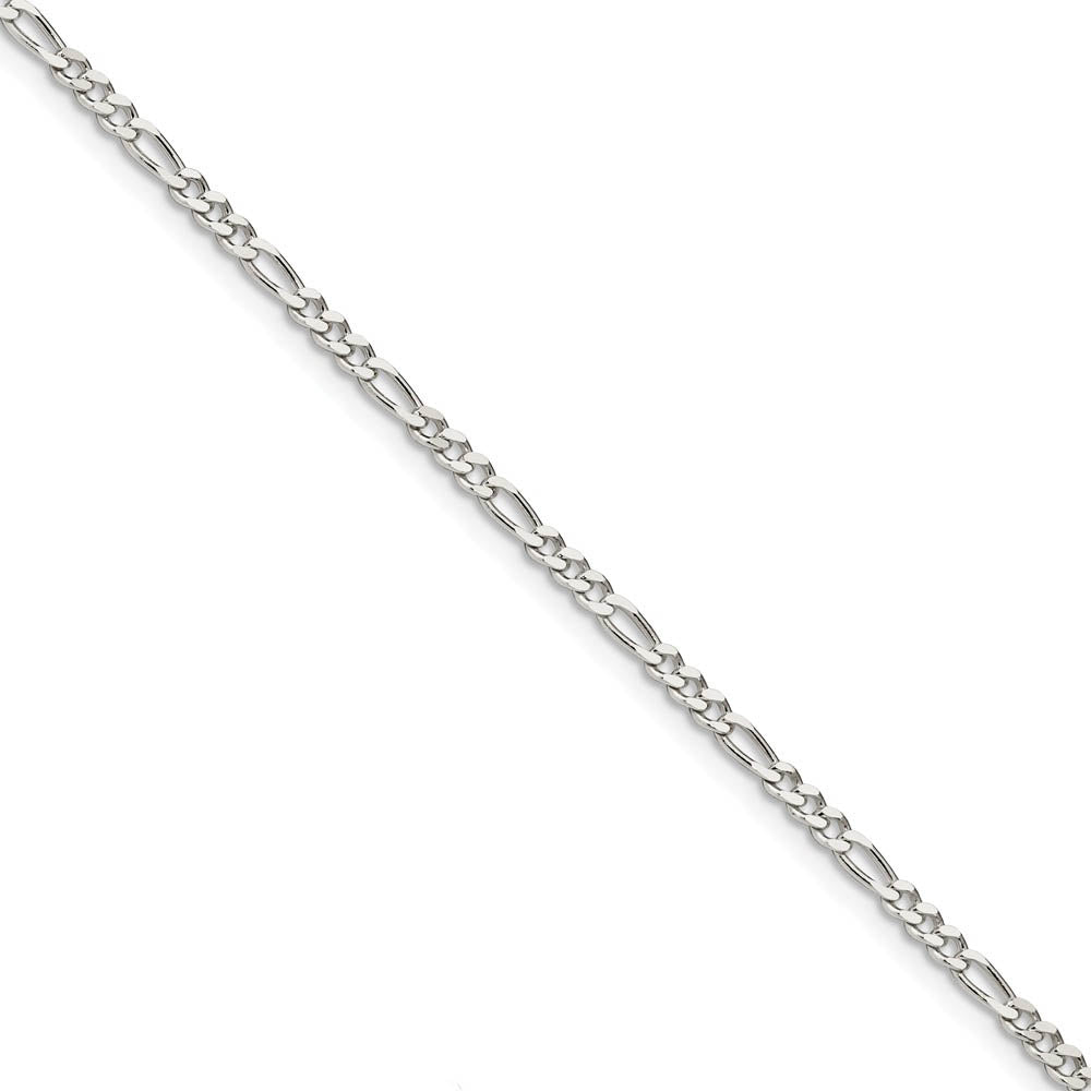 3mm Sterling Silver Solid Pave Flat Figaro Chain Bracelet, Item B15691 by The Black Bow Jewelry Co.