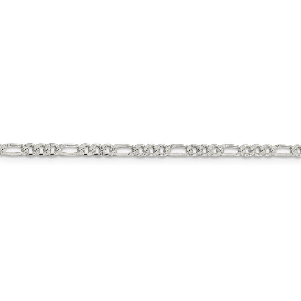 Alternate view of the 3mm Sterling Silver Solid Pave Flat Figaro Chain Bracelet by The Black Bow Jewelry Co.
