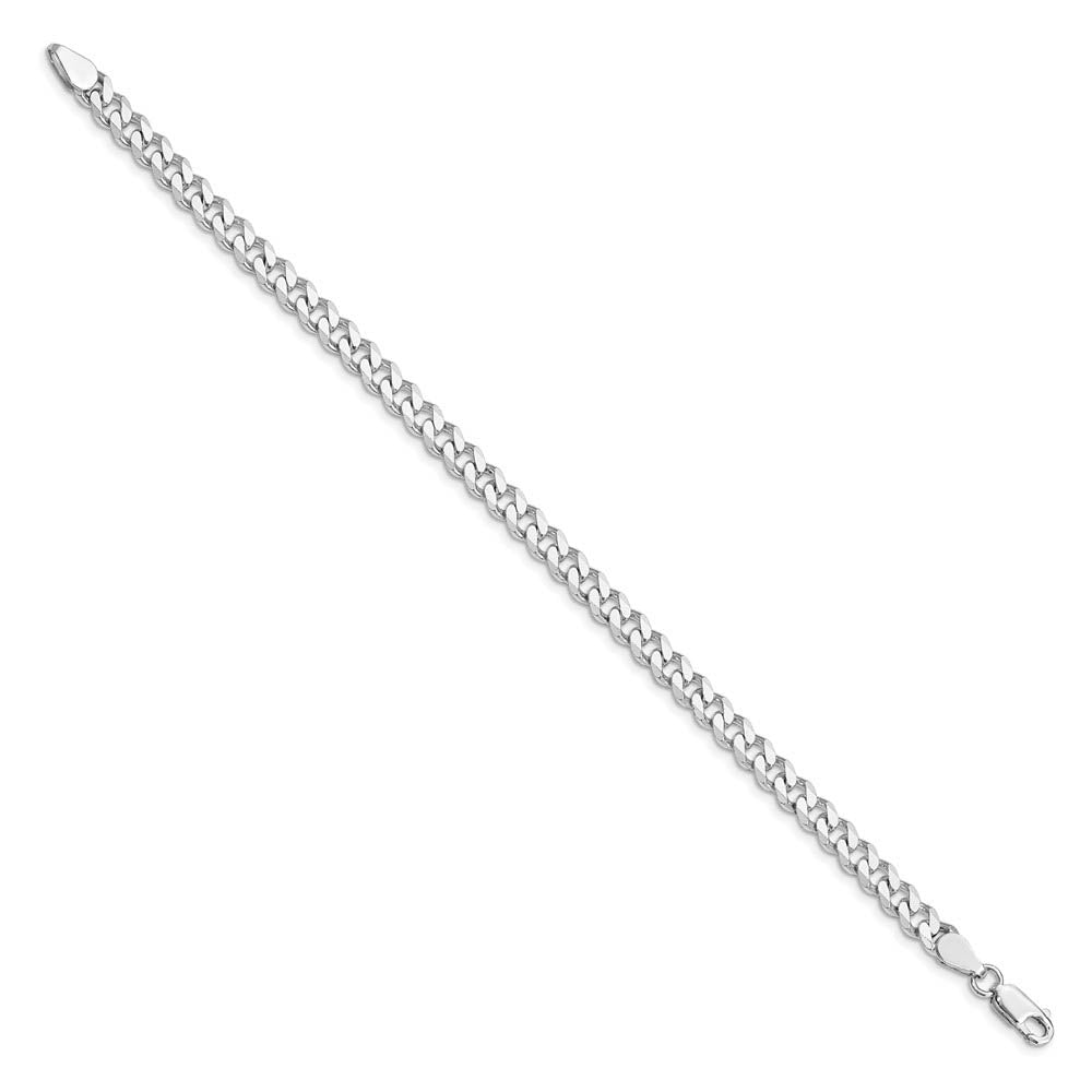 Alternate view of the 6mm Rhodium Plated Sterling Silver Solid Curb Chain Bracelet by The Black Bow Jewelry Co.