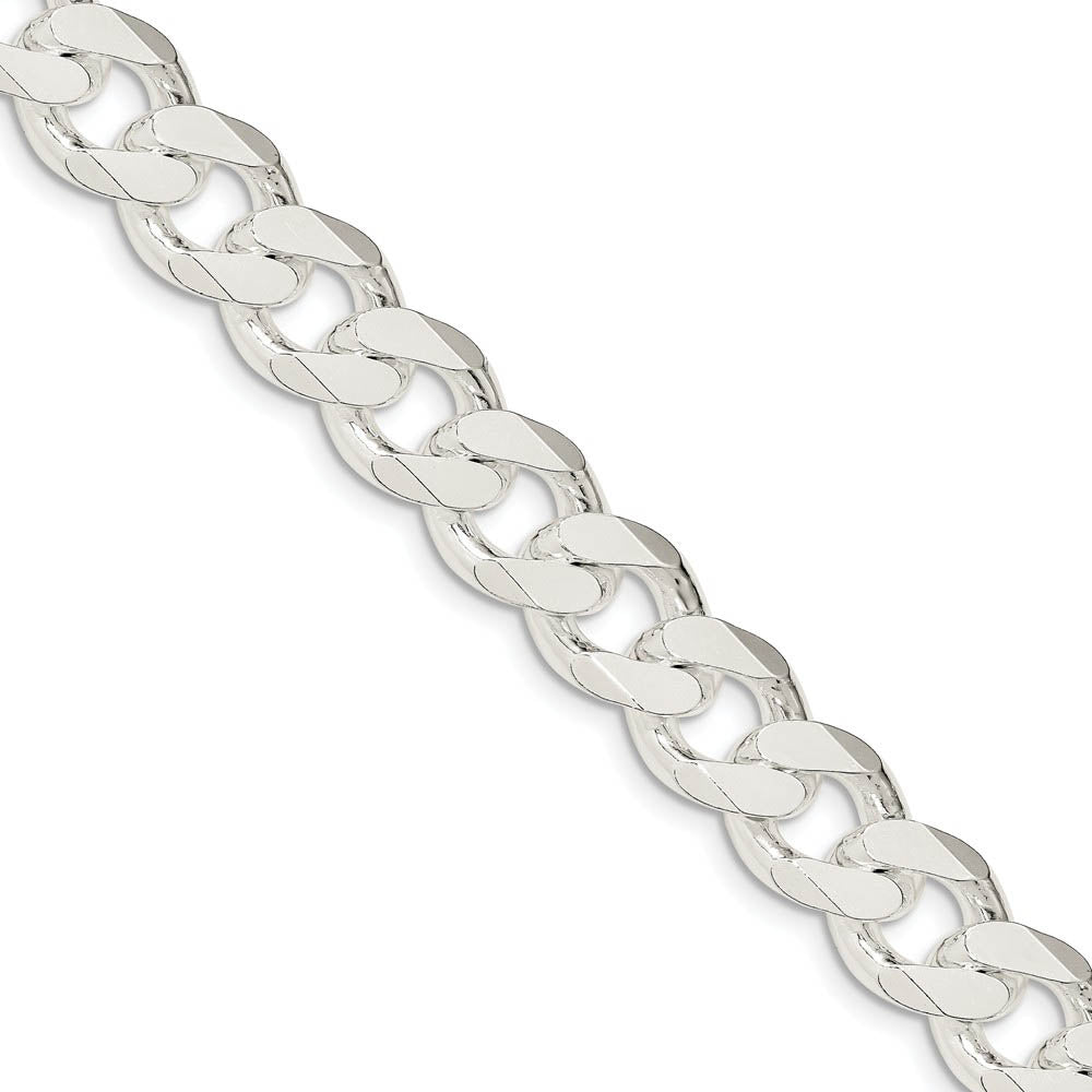 Men's 13mm Sterling Silver Solid Curb Chain Bracelet, Item B15696 by The Black Bow Jewelry Co.