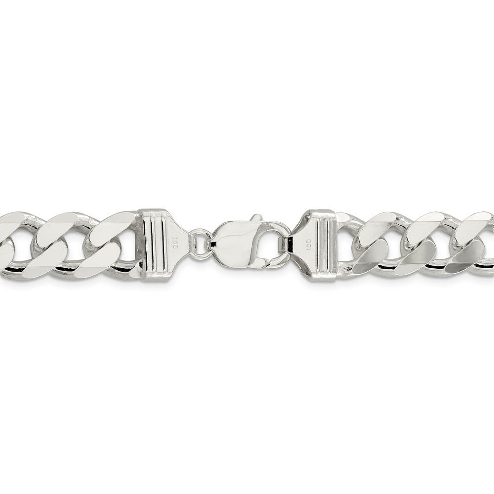 Alternate view of the Men's 13mm Sterling Silver Solid Curb Chain Bracelet by The Black Bow Jewelry Co.