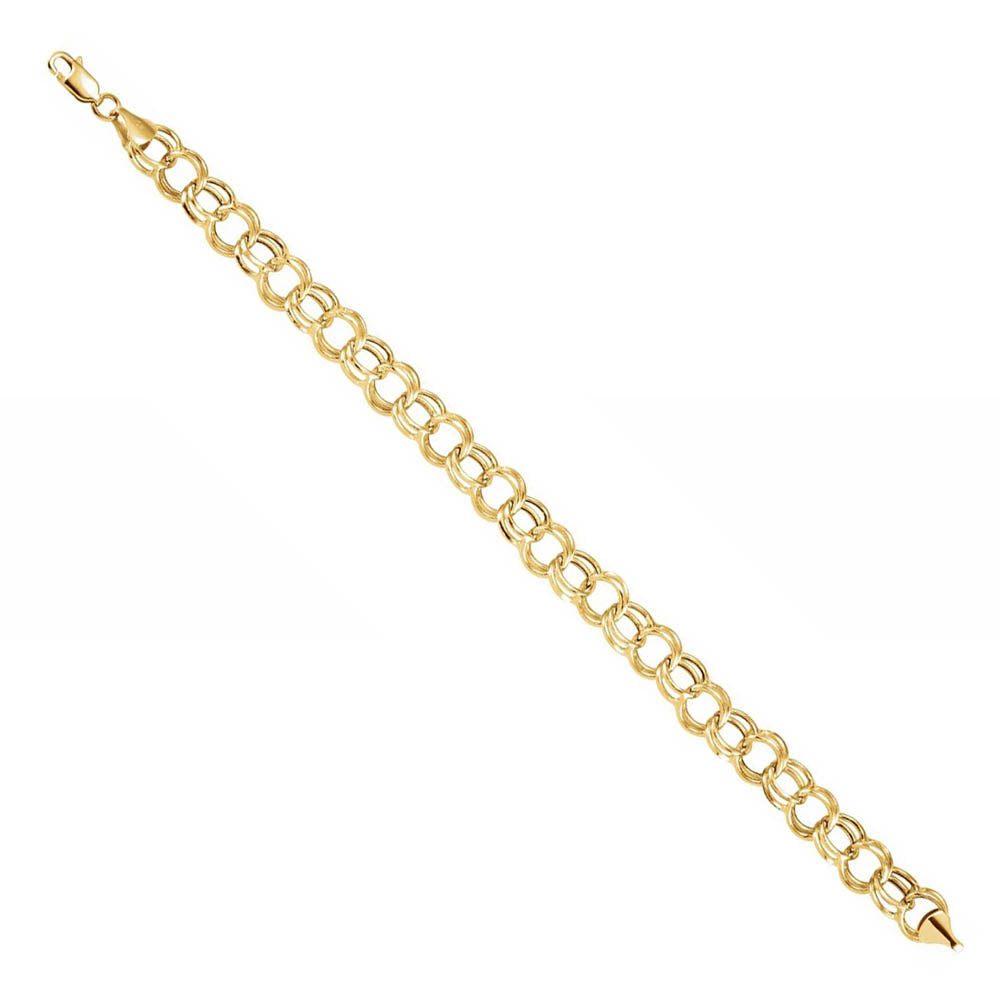 Alternate view of the 5.7mm 14k Yellow Gold Hollow Double Cable Chain Charm Bracelet by The Black Bow Jewelry Co.
