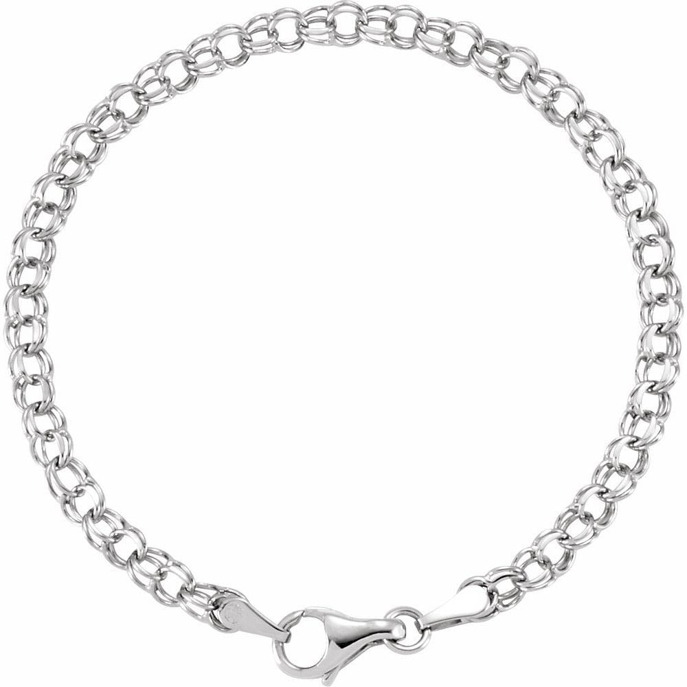 3.75mm 14k Yellow or White Gold Solid Dbl Cable Chain Charm Bracelet, Item B15700 by The Black Bow Jewelry Co.