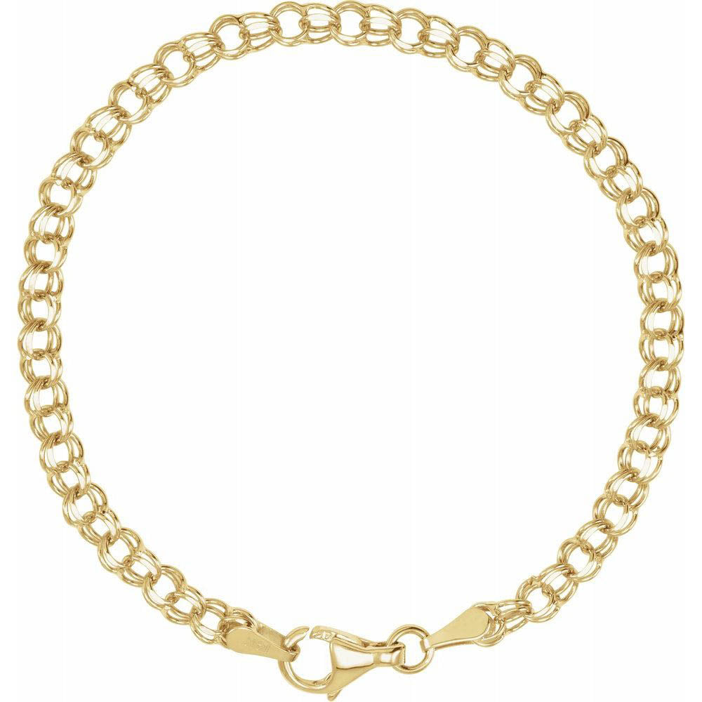 Alternate view of the 3.75mm 14k Yellow or White Gold Solid Dbl Cable Chain Charm Bracelet by The Black Bow Jewelry Co.