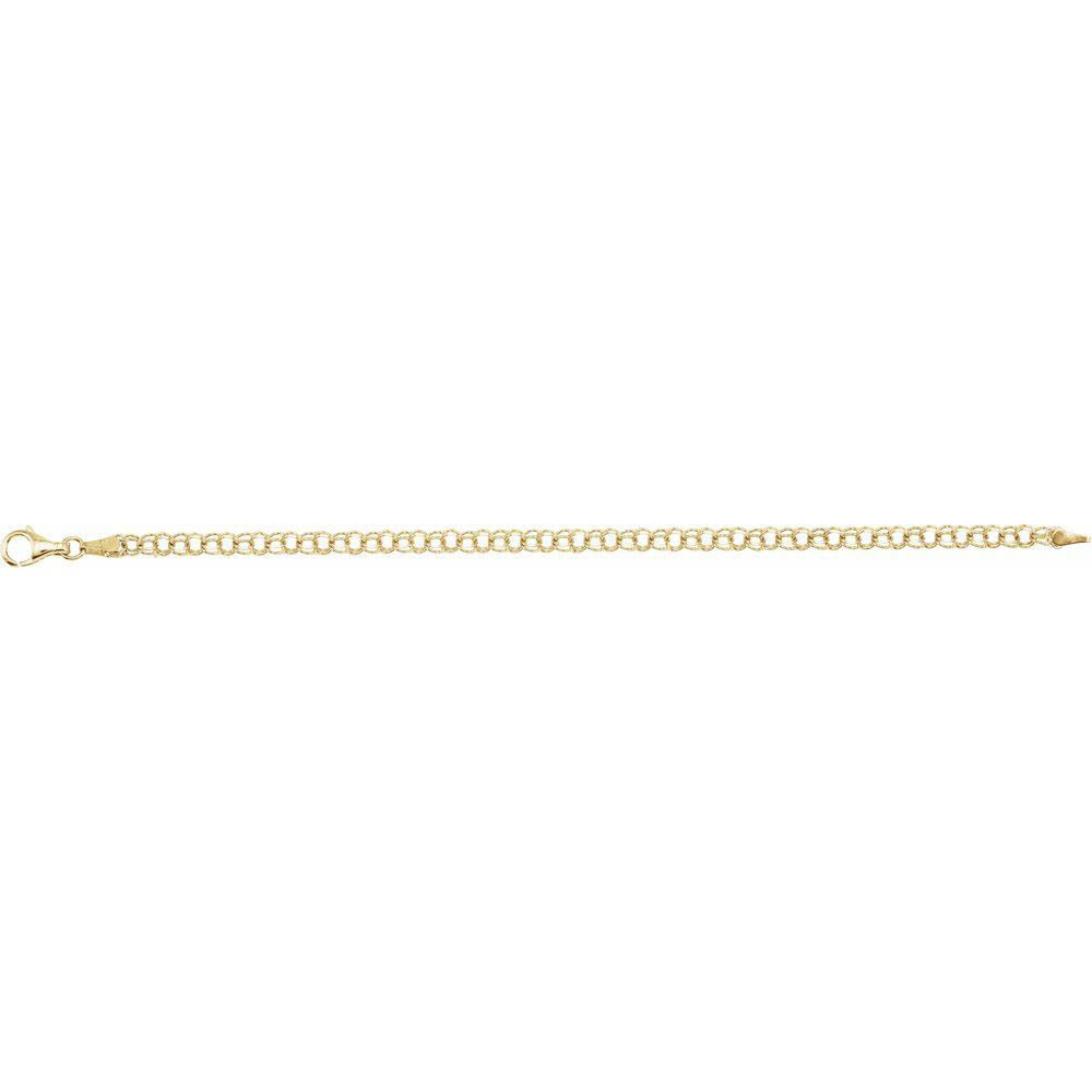 Alternate view of the 3.75mm 14k Yellow Gold Solid Double Cable Chain Charm Bracelet, 7 Inch by The Black Bow Jewelry Co.