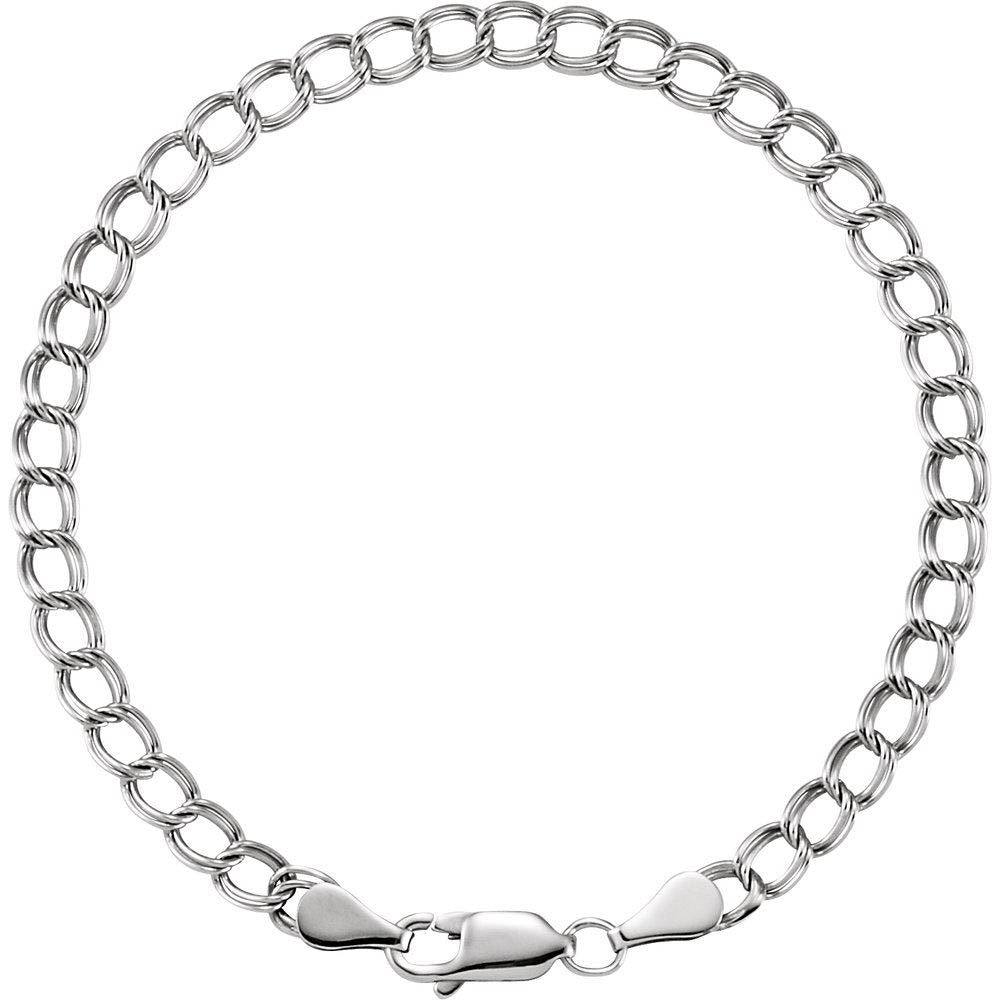 4mm 14k White or Yellow Gold Solid Double Curb Chain Charm Bracelet, Item B15701 by The Black Bow Jewelry Co.