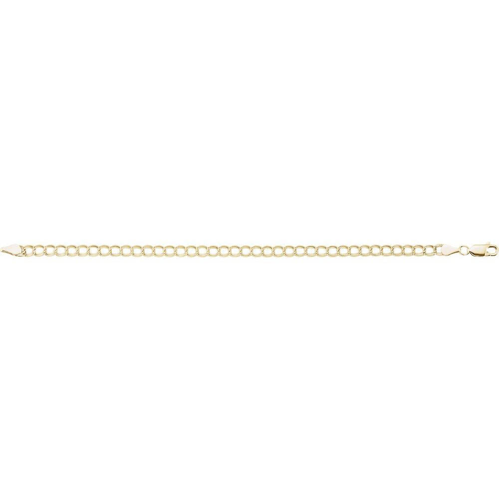 Alternate view of the 4mm 14k Yellow Gold Solid Double Curb Chain Charm Bracelet, 7 Inch by The Black Bow Jewelry Co.