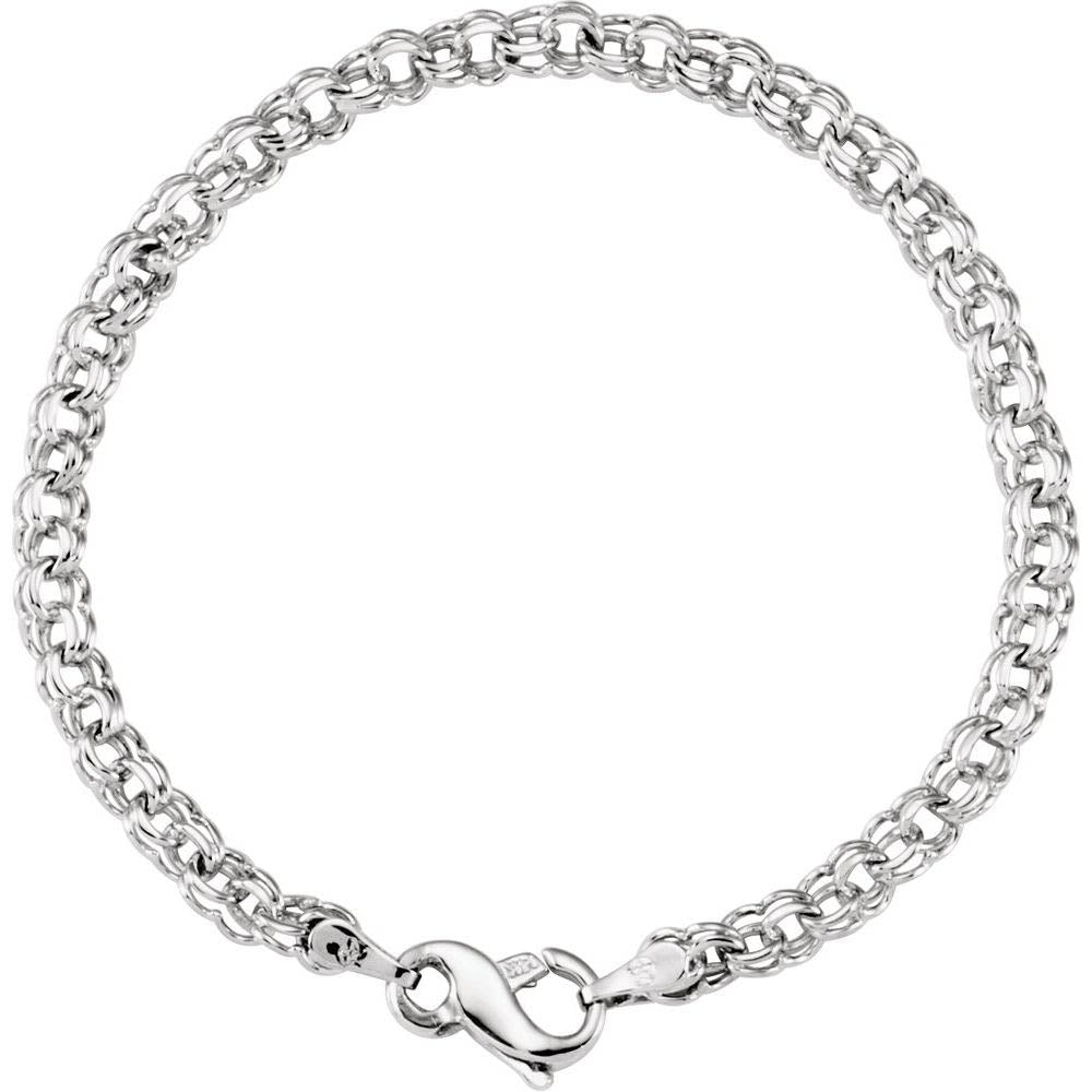 4.5mm 14k Yellow or White Gold Solid Dbl Cable Chain Charm Bracelet, Item B15702 by The Black Bow Jewelry Co.