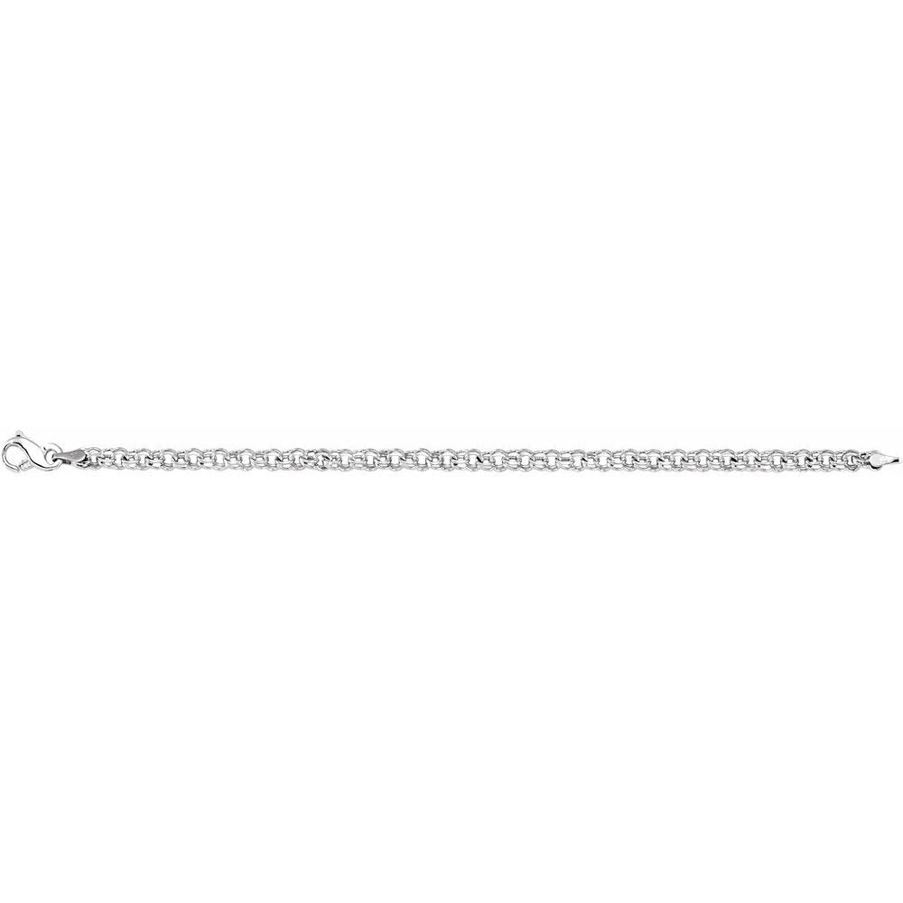 Alternate view of the 4.5mm 14k White Gold Solid Double Cable Chain Charm Bracelet, 7 Inch by The Black Bow Jewelry Co.