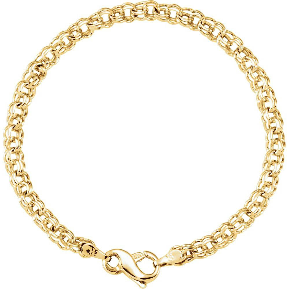Alternate view of the 4.5mm 14k Yellow or White Gold Solid Dbl Cable Chain Charm Bracelet by The Black Bow Jewelry Co.