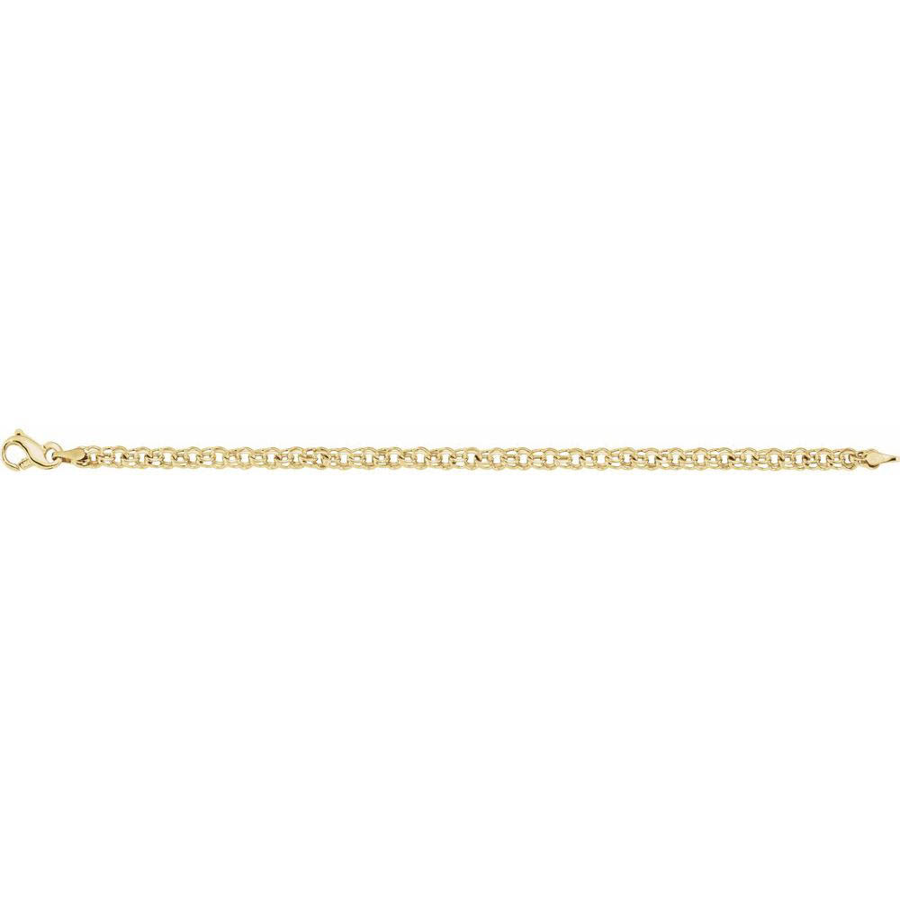 Alternate view of the 4.5mm 14k Yellow Gold Solid Double Cable Chain Charm Bracelet, 7 Inch by The Black Bow Jewelry Co.