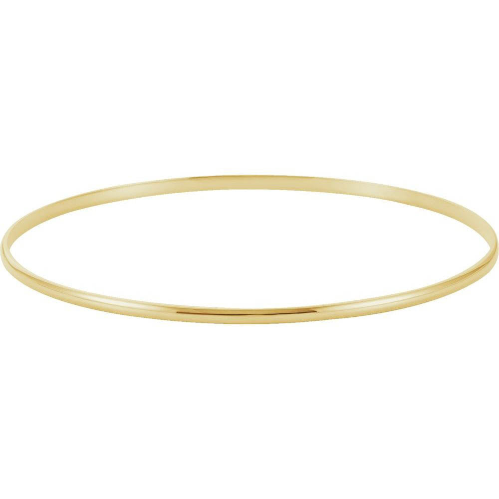 Alternate view of the 2mm 14k Yellow Gold Solid Half Round Bangle Bracelet, 7.5 Inch by The Black Bow Jewelry Co.