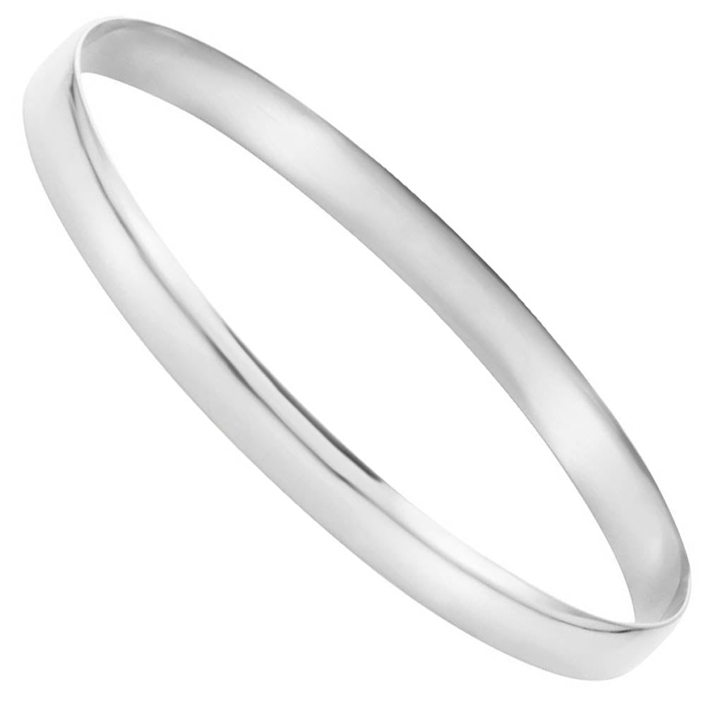 6mm 14k Yellow or White Gold Solid Half Round Bangle Bracelet, 7.75 In, Item B15706 by The Black Bow Jewelry Co.