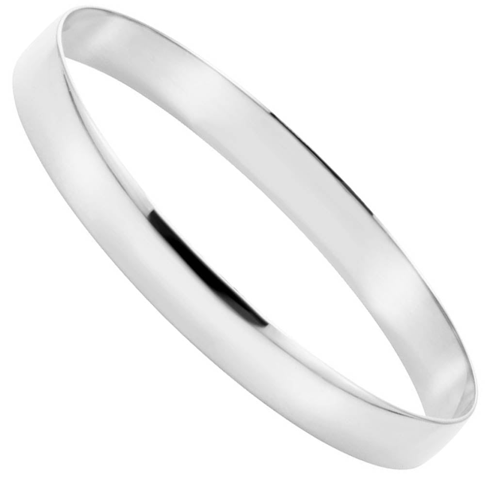 8mm 14k Yellow or White Gold Solid Half Round Bangle Bracelet, 7.75 In, Item B15707 by The Black Bow Jewelry Co.