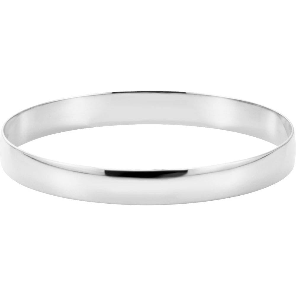 Alternate view of the 8mm 14k White Gold Solid Half Round Bangle Bracelet, 7.75 Inch by The Black Bow Jewelry Co.